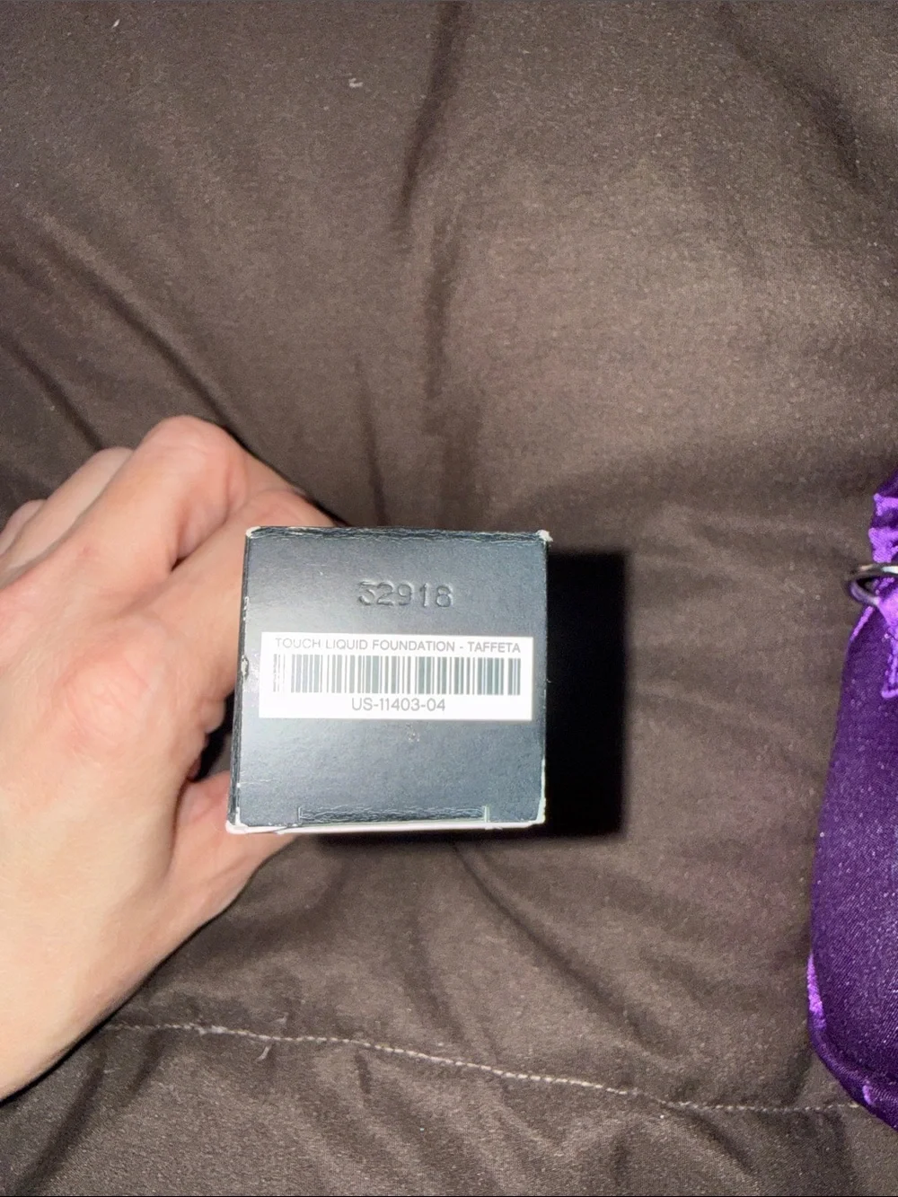 Younique Brand mineral liquid foundation and Purple Satin Travel bag